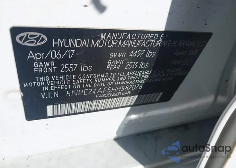 2017 Hyundai Sonata из США, поврежденный, VIN 5NPE24AF5HH587076